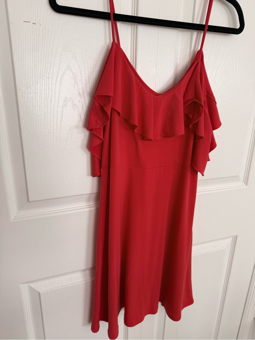 Guess Red Ruffle Spaghetti Strap Mini Dress